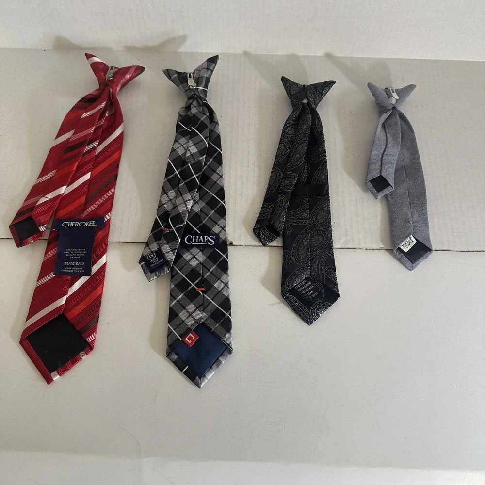 Infant/Toddler/Boy Clip On Ties Lot Of 4 Boys Polyester Assorted Sizes and Color